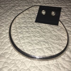Sterling silver omega necklace and earrings